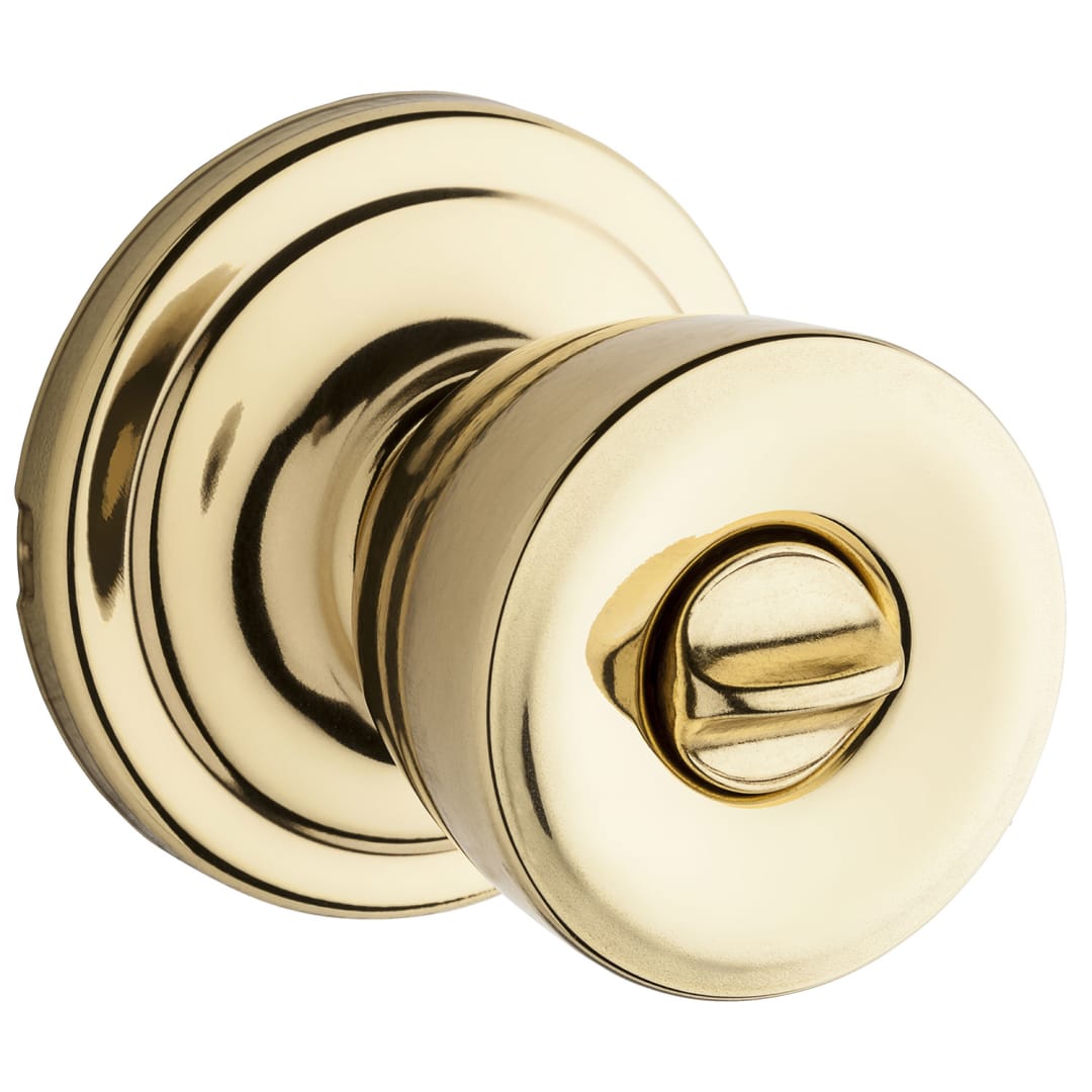 Abbey Keyed Entry Knob featuring SmartKey Security™ in Polished Brass