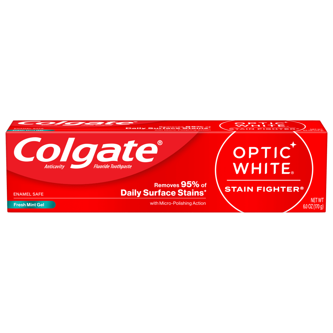 Colgate Optic White Stain Fighter Teeth Whitening Toothpaste Gel, Fresh Mint Gel