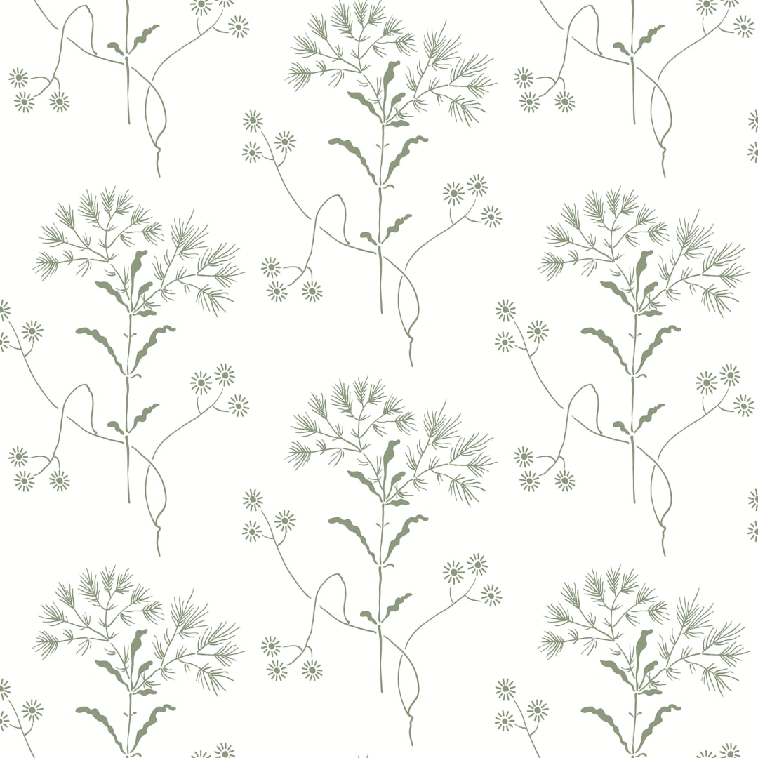 Wildflower Green Wallpaper Sample