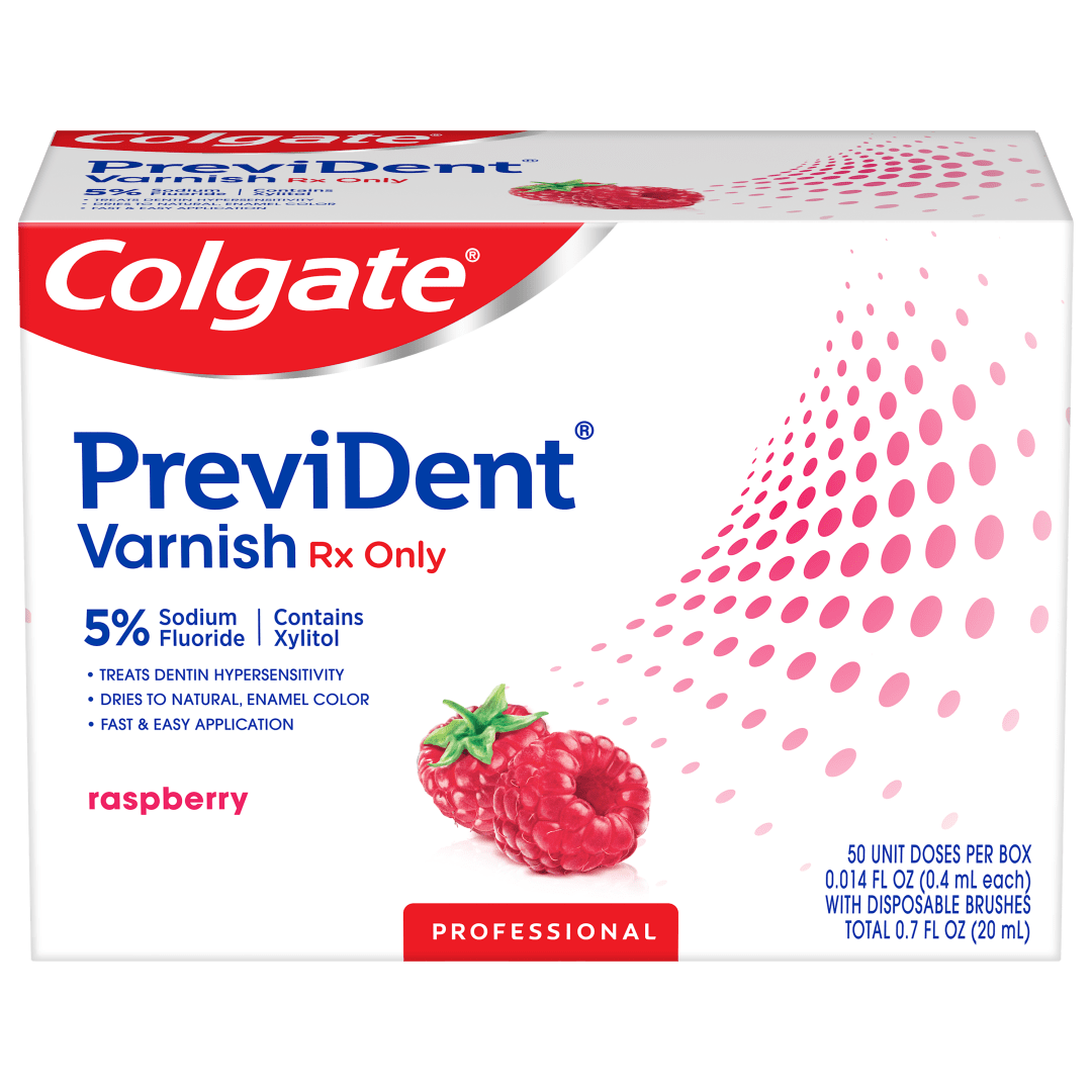 Colgate® PreviDent® Varnish, In Office Fluoride, 5 Units, Dose 5% NaF, Raspberry, .4 mL (Rx Only)