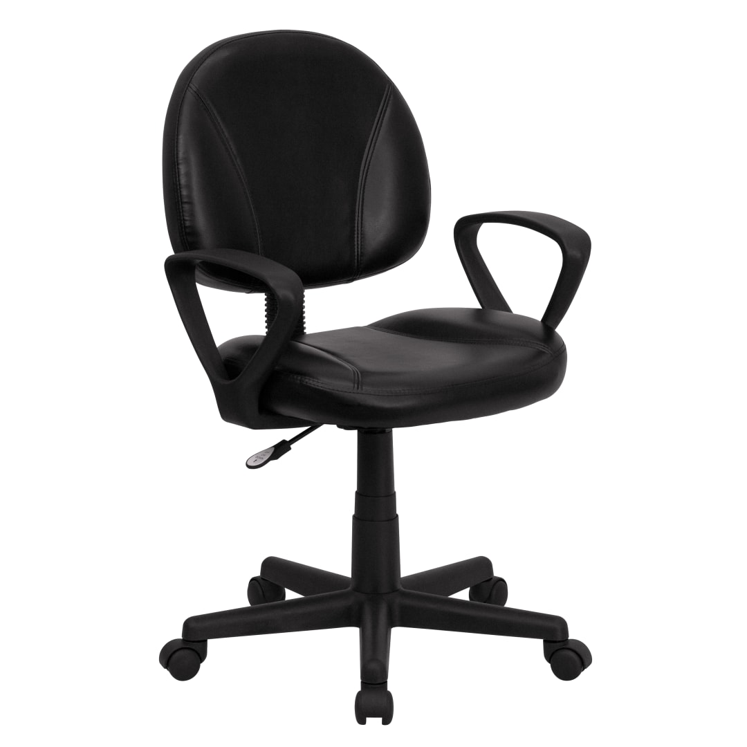 Ronald Mid-Back Black LeatherSoft Swivel Ergonomic Task Office Chair with Back Depth Adjustment and Arms