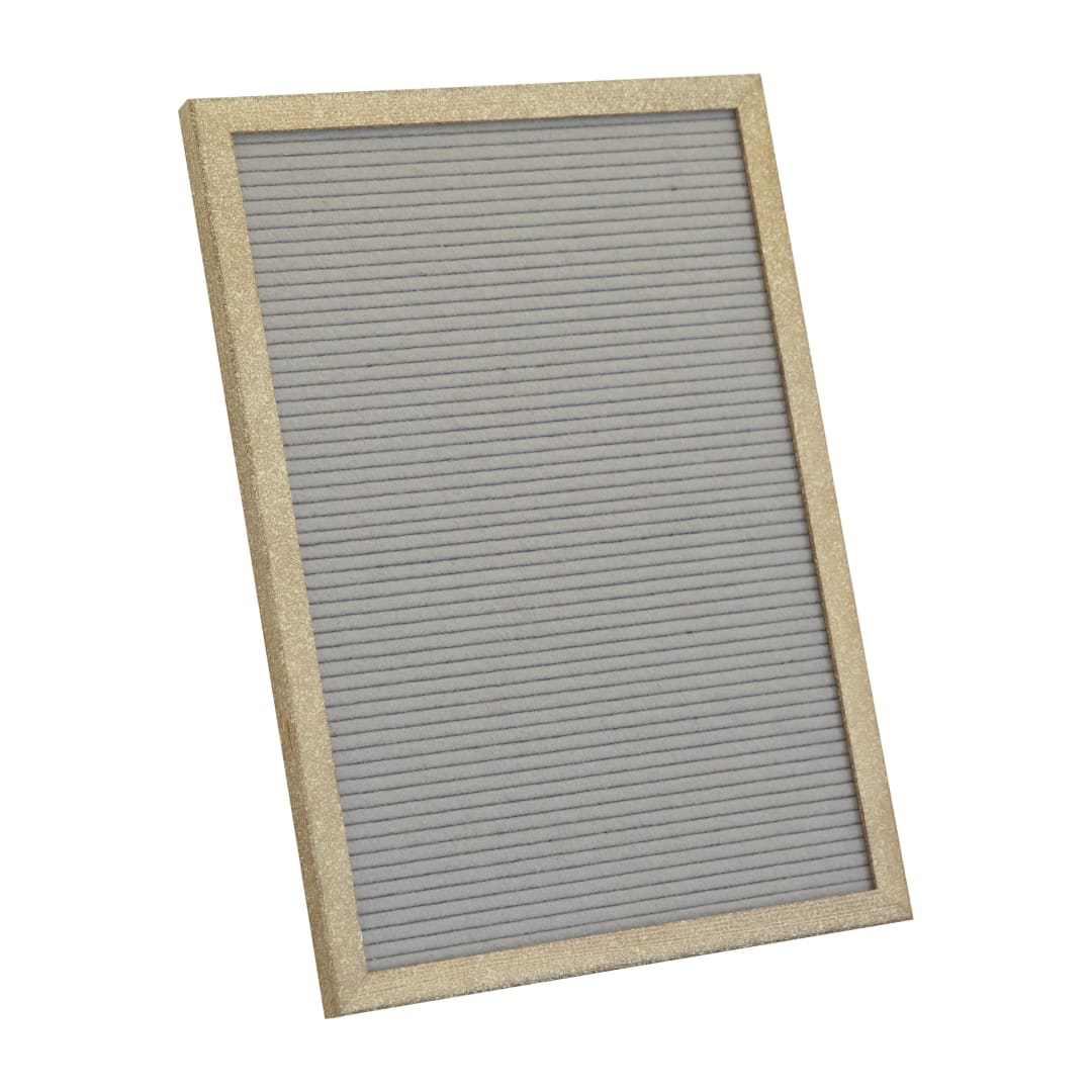 Gracie 12x17 Felt Letter Board with Wooden Frame, 389 PP Letters Including Numbers, Symbols and Icons, Canvas Carrying Case, Weathered Wood/Gray Felt