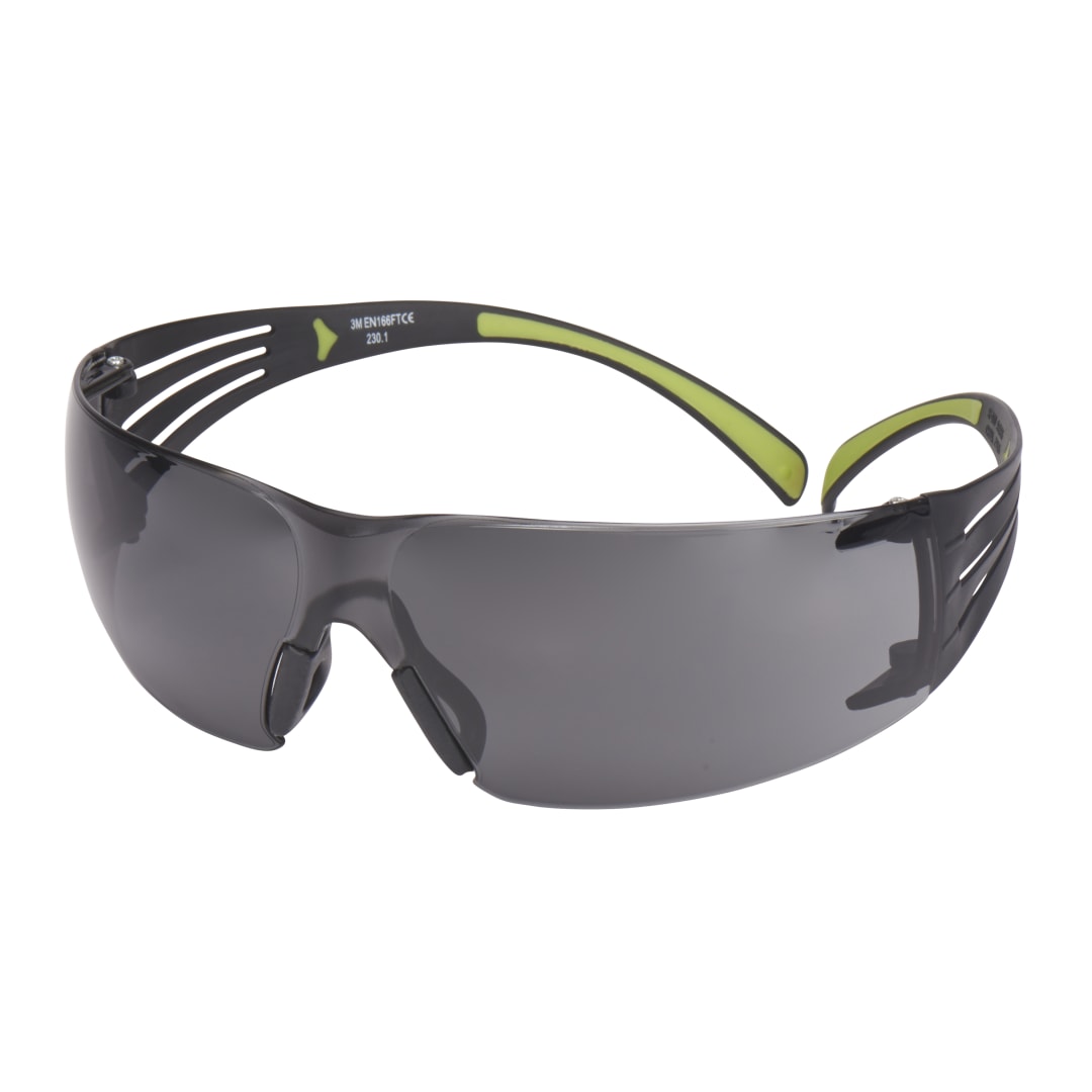 3M™ SecureFit™ 400 İş Güvenliği Gözlükleri, Siyah/Yeşil çerçeve, Çizilmeye Dayanıklı / Buğu Önleyici, Gri Lens, SF402AS/AF-EU,