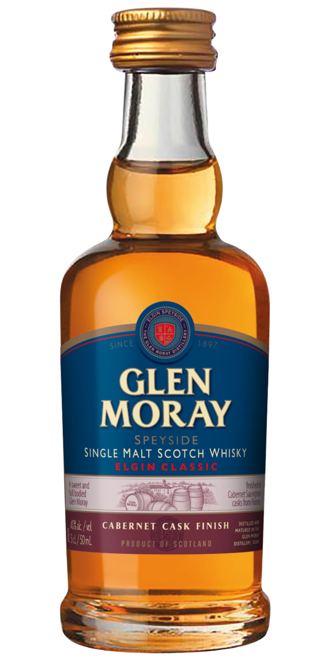 Glen Moray Cask Finish Single Malt Scotch Whisky 50ml 80 Proof