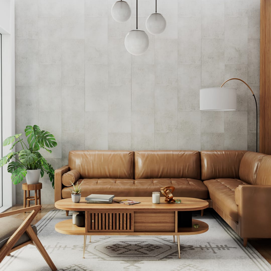 Epiphany Glue-up Wall Tiles 15.75 x 31.5 inch In Concrete Grey