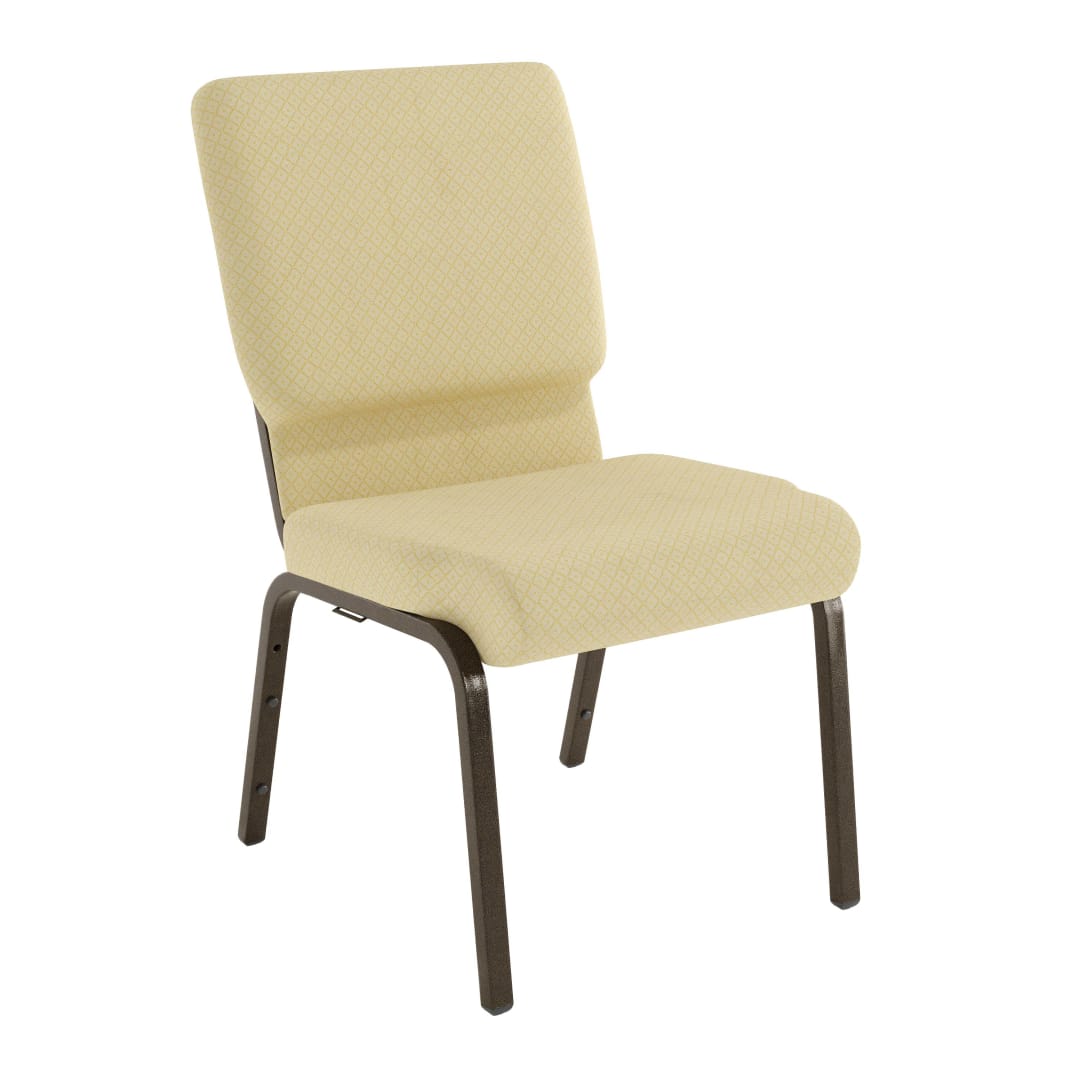 4 Pack HERCULES Series 18.5''W Stacking Church Chair in Beige Patterned Fabric - Gold Vein Frame