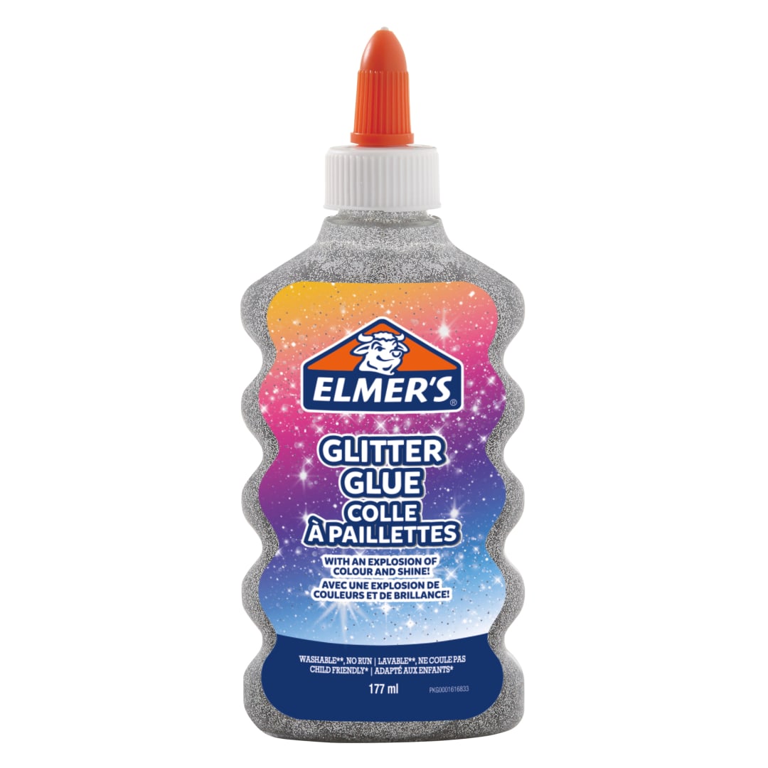 Elmer's pegamento con purpurina plateado| lavable y apto para niños | 177 ml