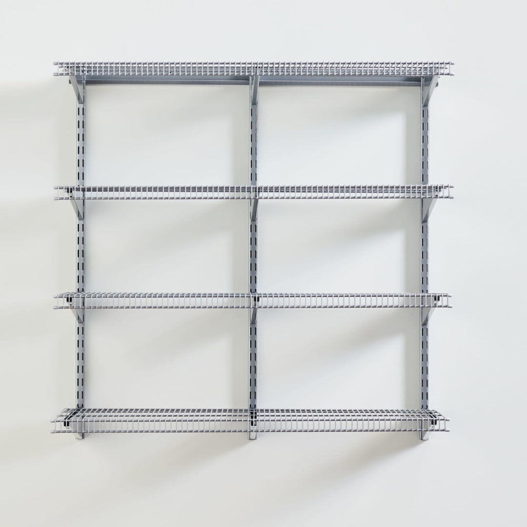 Rubbermaid 36" Pantry Organization Shelf System, Direct Wall Mount, 4 Shelves and Mounting Hardware Kit Included, Satin Nickel, Wire Shelving System for Home/Pantry/Closet
