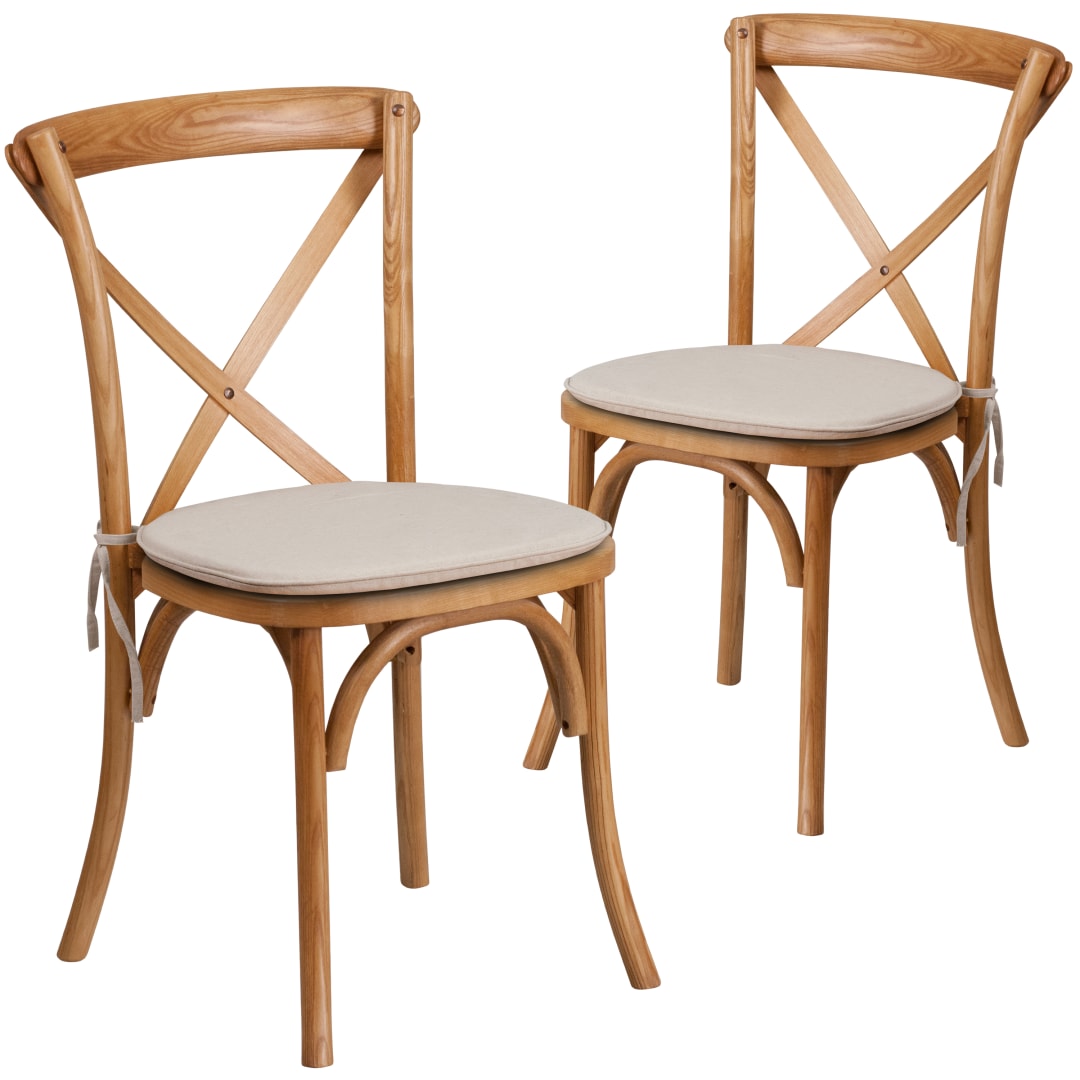 2 Pk. HERCULES Series Oak Cross Back Chair with Cushion