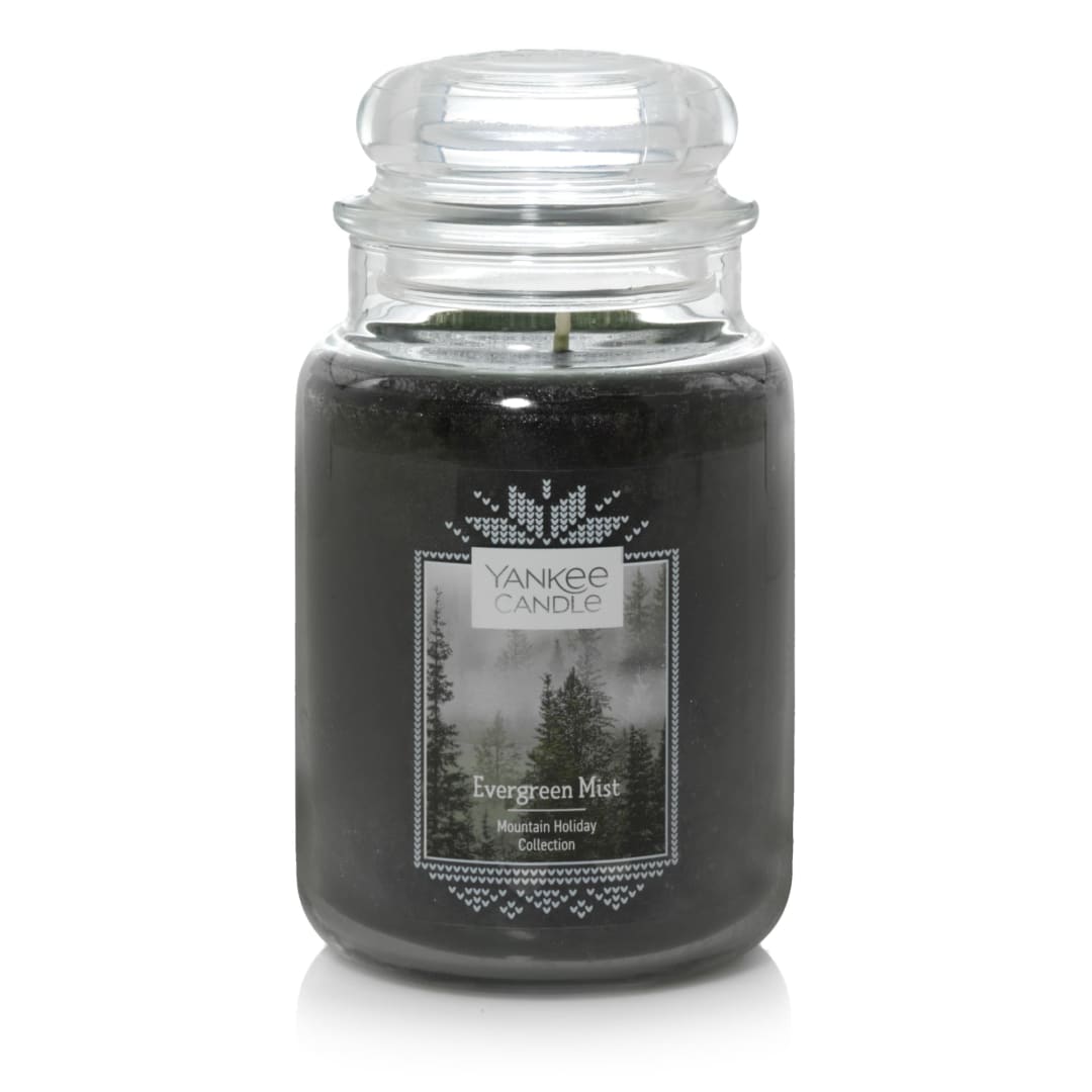 Yankee Candle Evergreen Mist Scented Classic 22oz Large Jar Single Wick Candle Over 110 Hours of Burn Time | Holiday Gifts for All