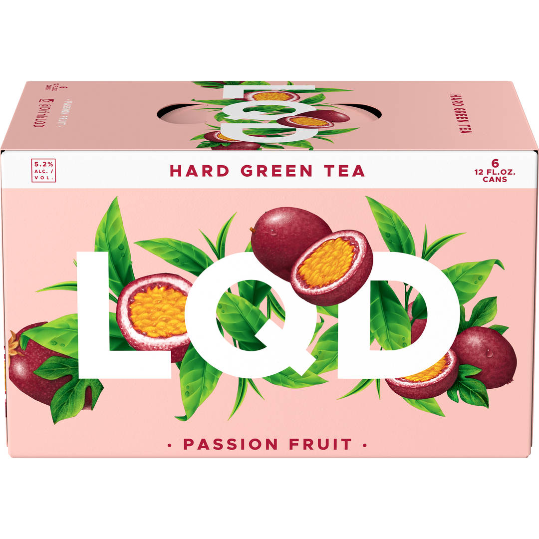 LQD Passion Fruit Hard Green Tea, 6 Pack 12 fl. oz. Cans