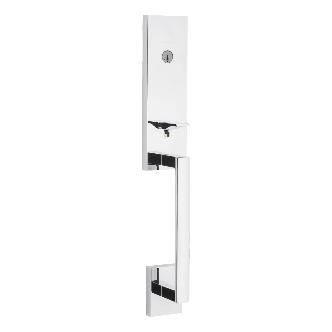 Vancouver Single Cylinder Low Profile Exterior Only Handleset featuring SmartKey Security™ in Polished Chrome