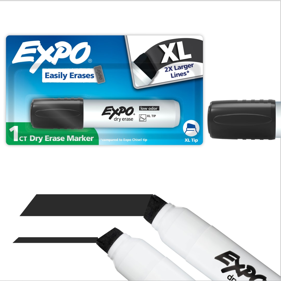 EXPO Dry Erase Markers, Low Odor Ink, Black, XL Tip, 1 Count