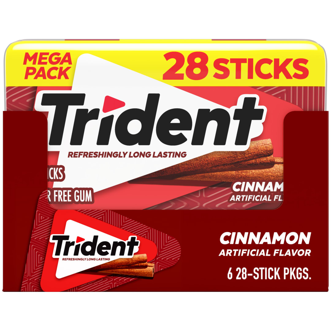 Trident Sugar Free Chewing Gum Cinnamon 28 pc Mega Packs - 6 Pack