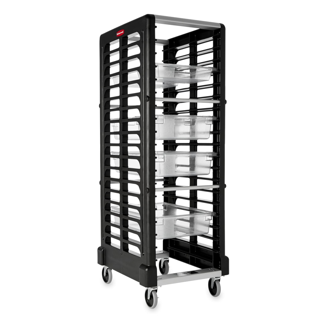 End Loader Rack for 18 Food Boxes and Sheet Pans Black