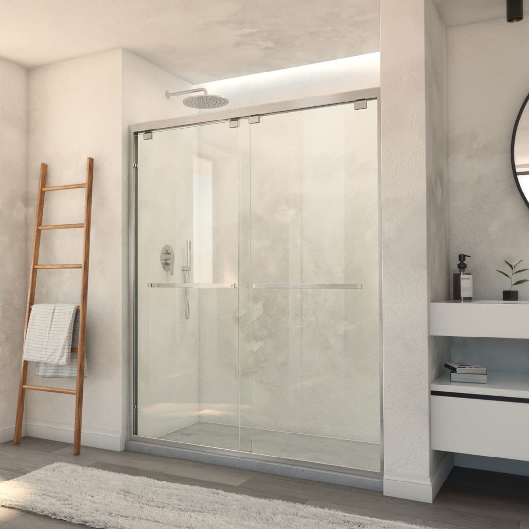 DreamLine Pierce 56 - 60 inch W x 76 inch H Semi-Frameless Bypass Shower Door in Brushed Nickel