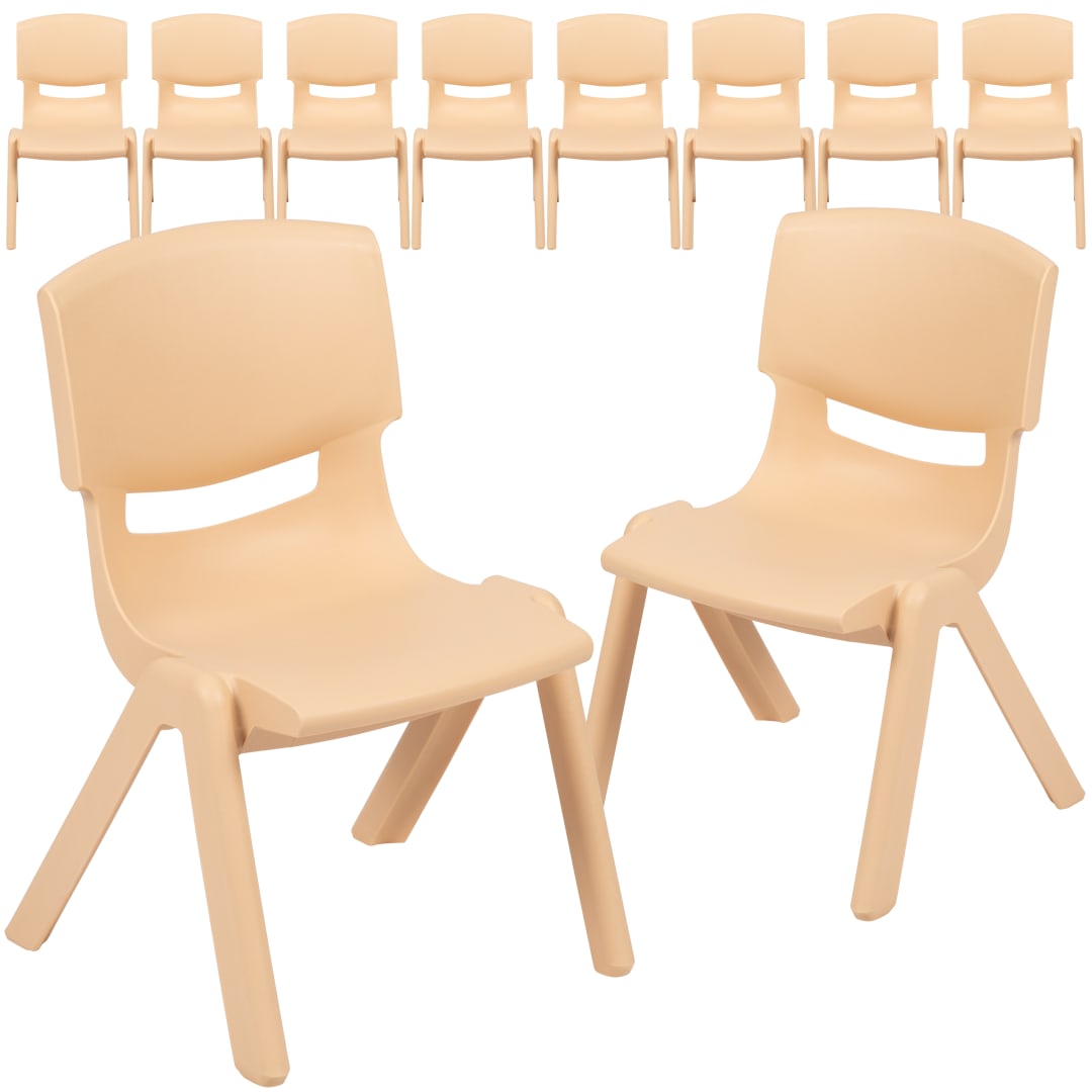 Whitney 10 Pack Natural Plastic Stackable School Chair with 10.5" Seat Height