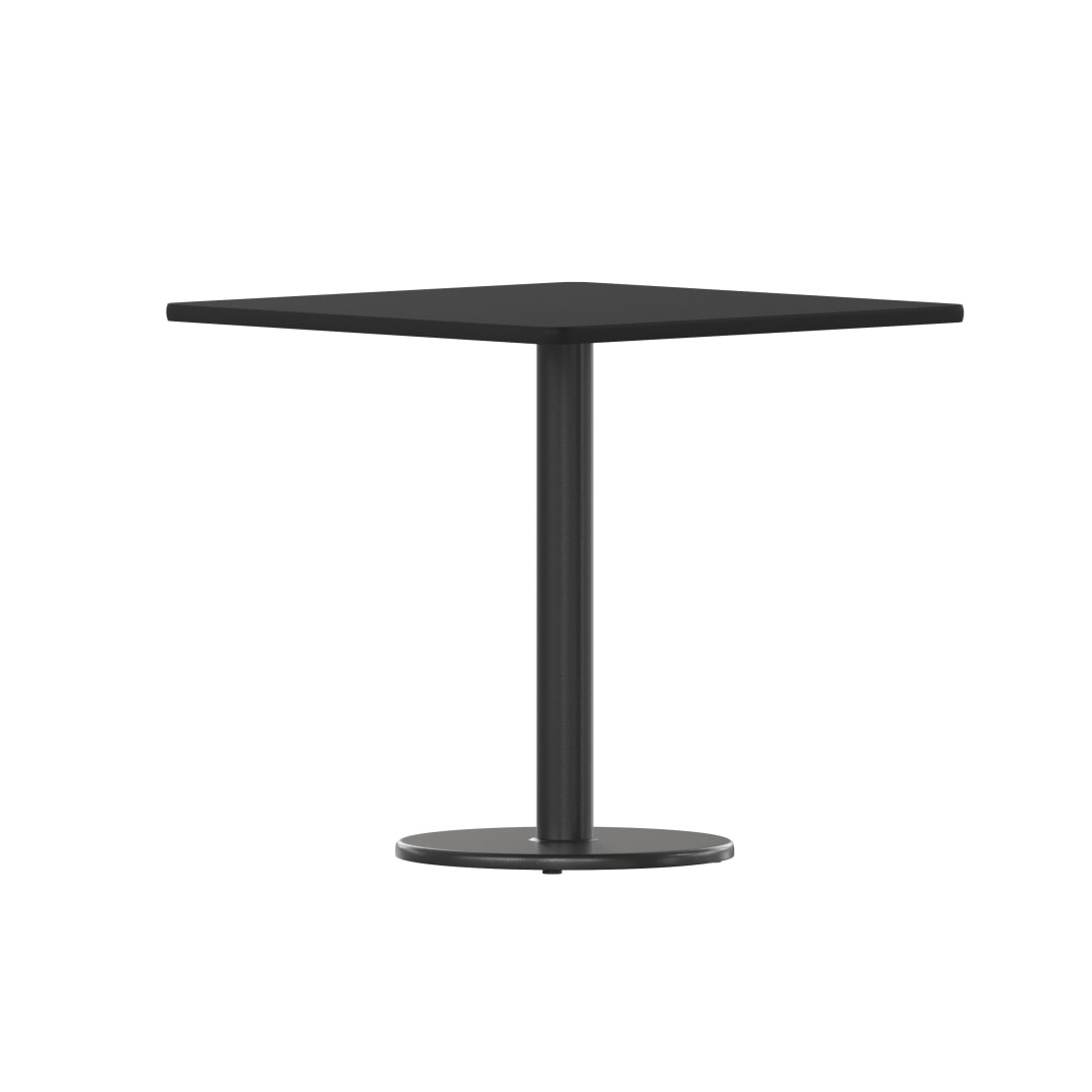Stiles 30'' Square Black Laminate Table Top with 18'' Round Table Height Base