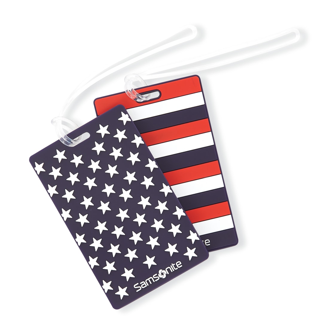 Travel Acc Pt Designer Id Tags (Pair) - Stars & Stripes