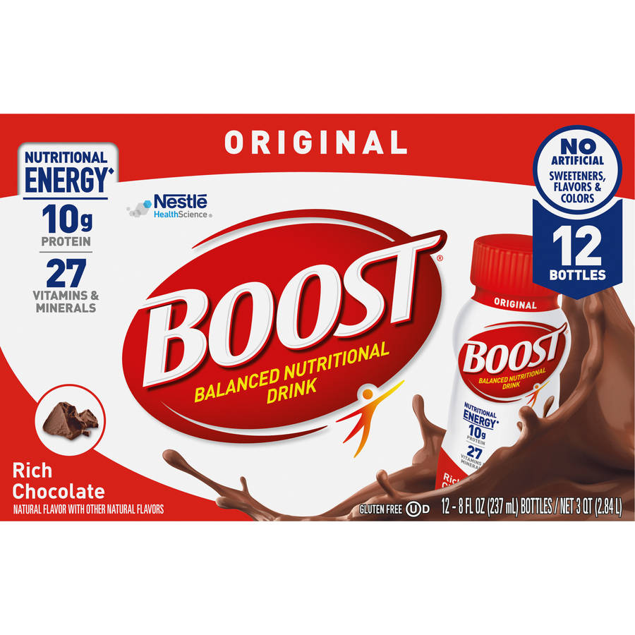 BOOST Original Nutritional Drink, Rich Chocolate, 10 g Protein, 12 - 8 fl oz Bottles