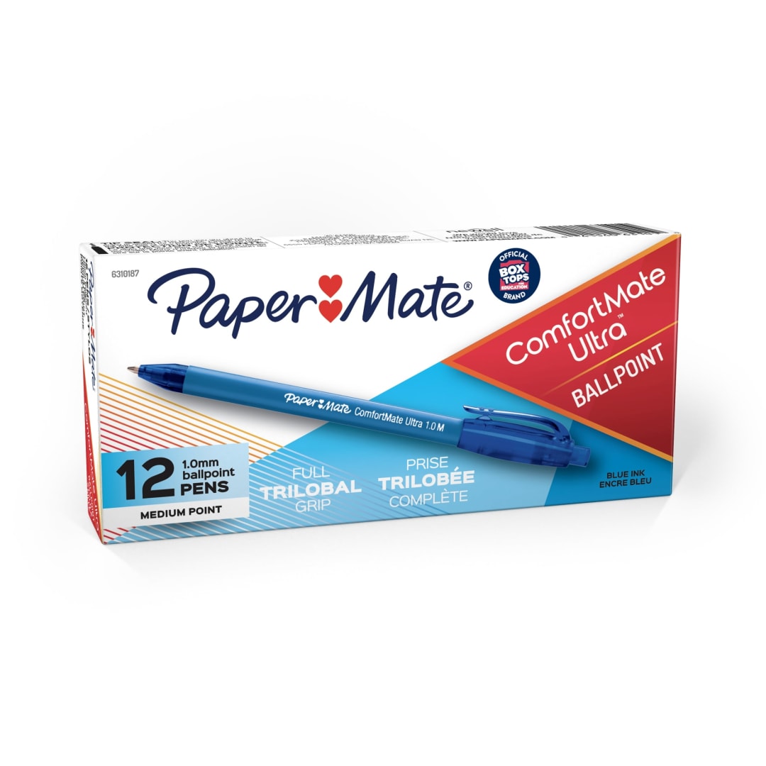 Paper Mate® ComfortMate® Retractable Ballpoint Pen, Medium Point, Blue, 12/pk