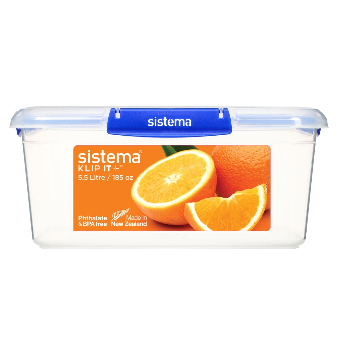 Sistema KLIP IT PLUS recipiente cuadrado para guardar alimentos | 5,5 l | Fiambrera con tapa para alimentos herméticaapilable y apta para el frigorífico y el congelador | Sin BPA