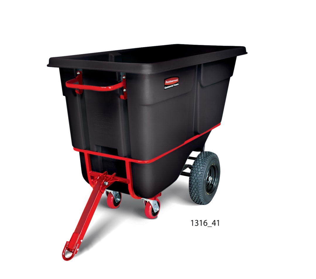 BRUTE Towable Tilt Dump Truck/Trash Cart/Garbage Collection/Recycling, 1 Cubic Yard, Heavy Load Capacity, 2100 lbs., Black, Distribution Centers/Warehouse/Manufacturing/Construction (FG131641BLA)