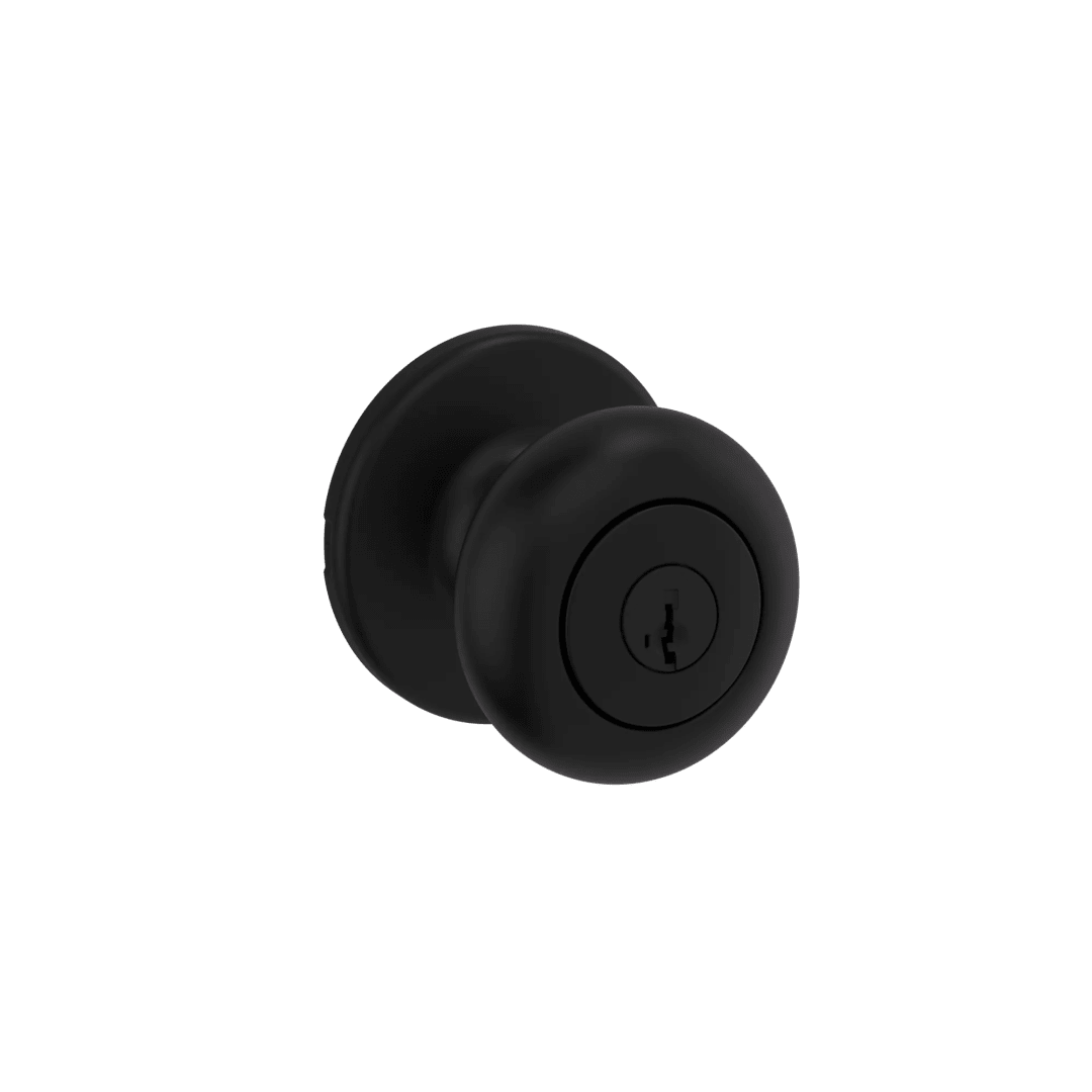 Cove Keyed Entry Door Lever in Matte Black featuring SmartKey Security