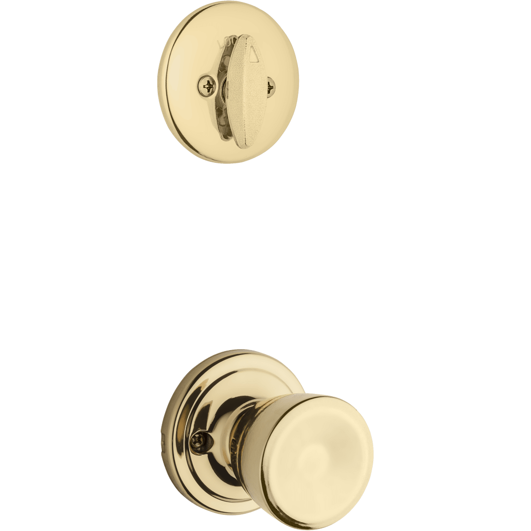 604 Single Cylinder Interior Pack w/Abbey Knob for Kwikset Series Handlesets in Polished Brass