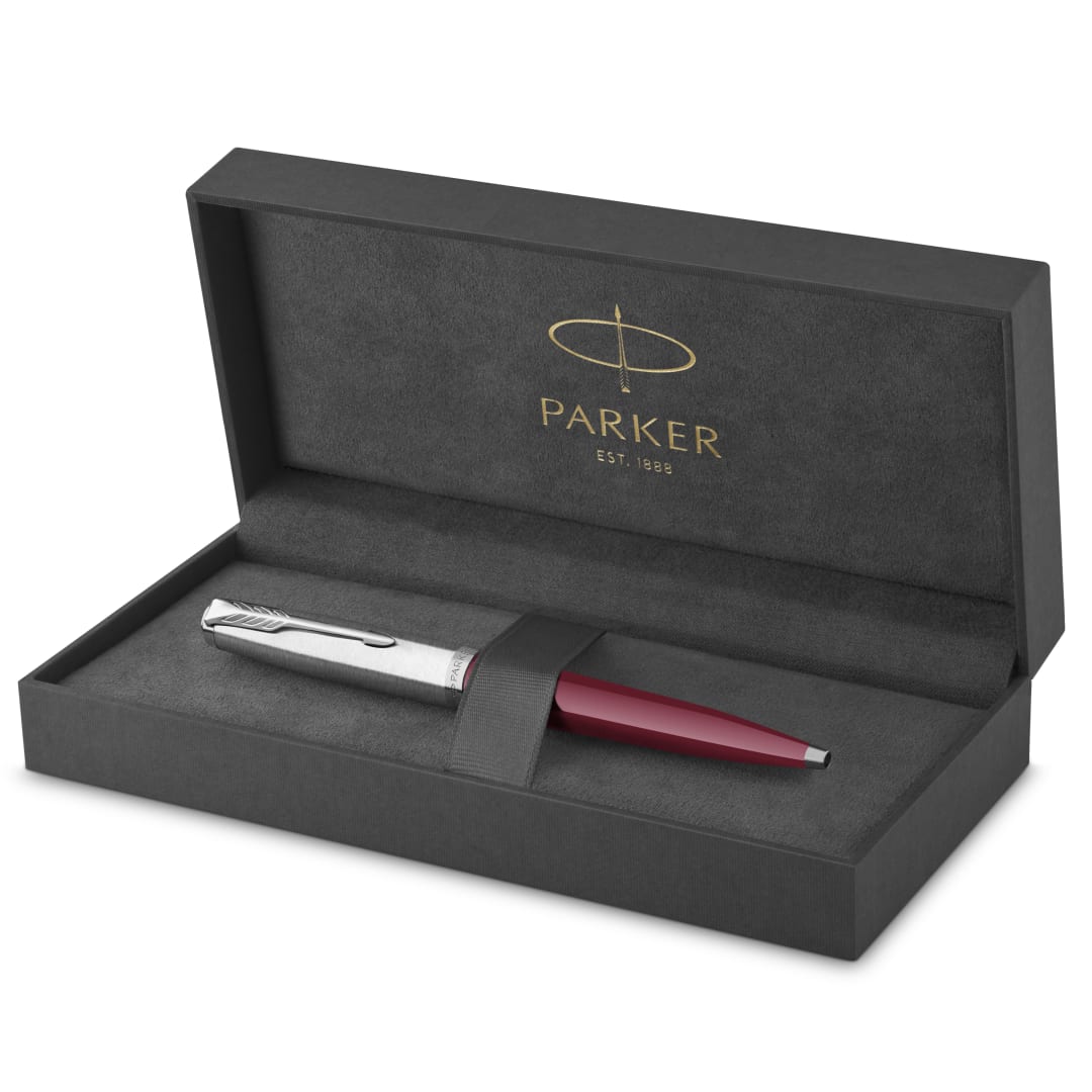 Parker 51 bolígrafo | cuerpo borgoña con adorno cromado | punta mediana con recambio de tinta negra | estuche de regalo