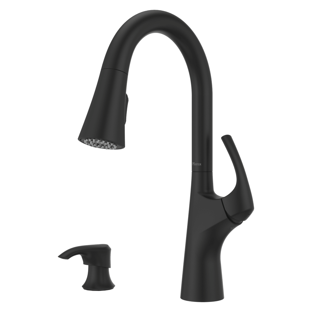 Seahaven 1-Handle Pull-Down Kitchen Faucet with Soap Dispenser in Matte Black