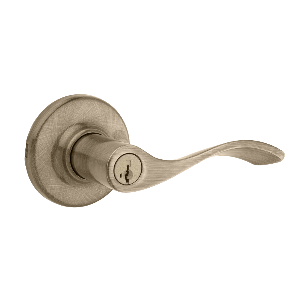 Balboa Keyed Entry Lever in Antique Brass featuring SmartKey Security