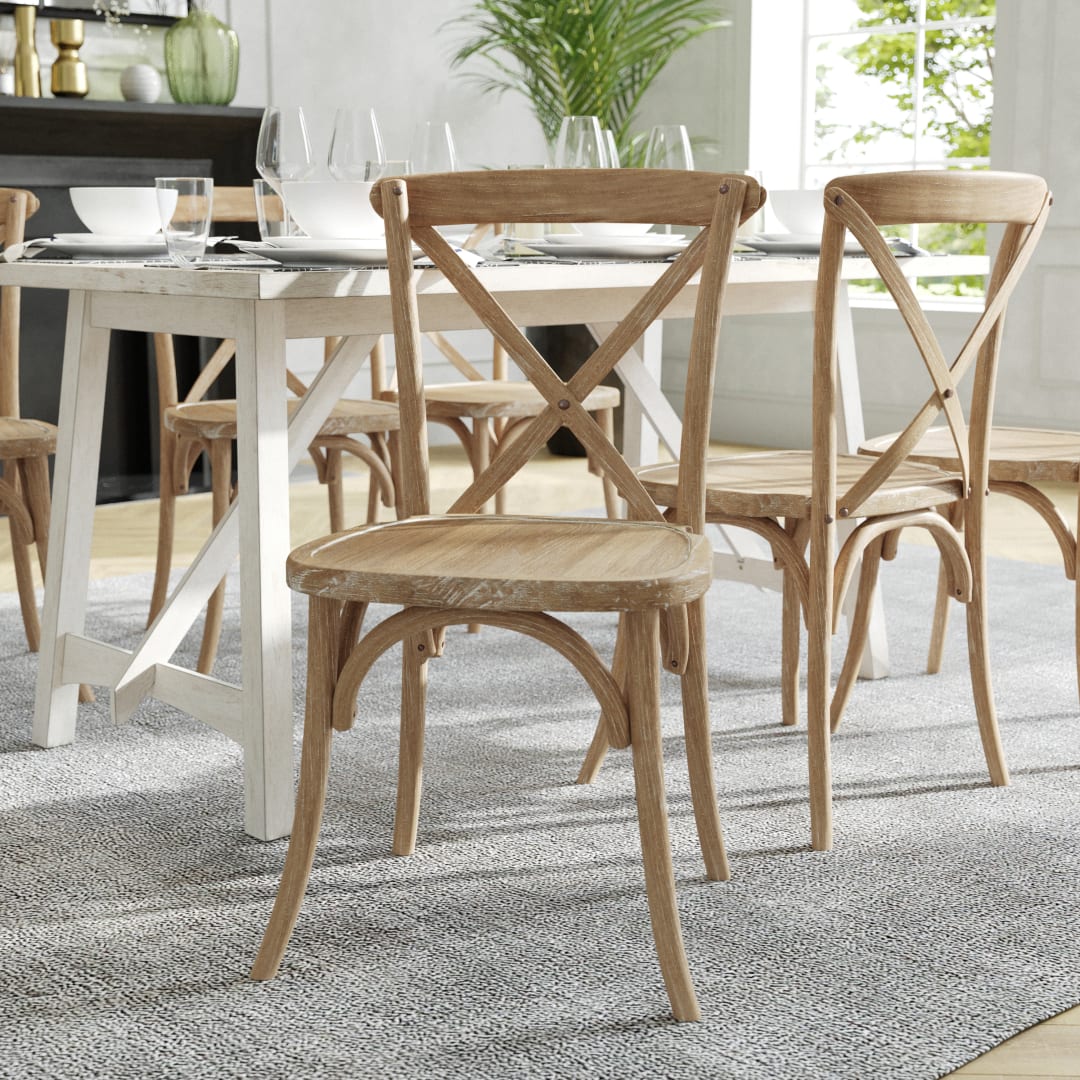 Advantage Medium Hand Stained Natural Finish with White Woodgrain Accents X-Back Chair