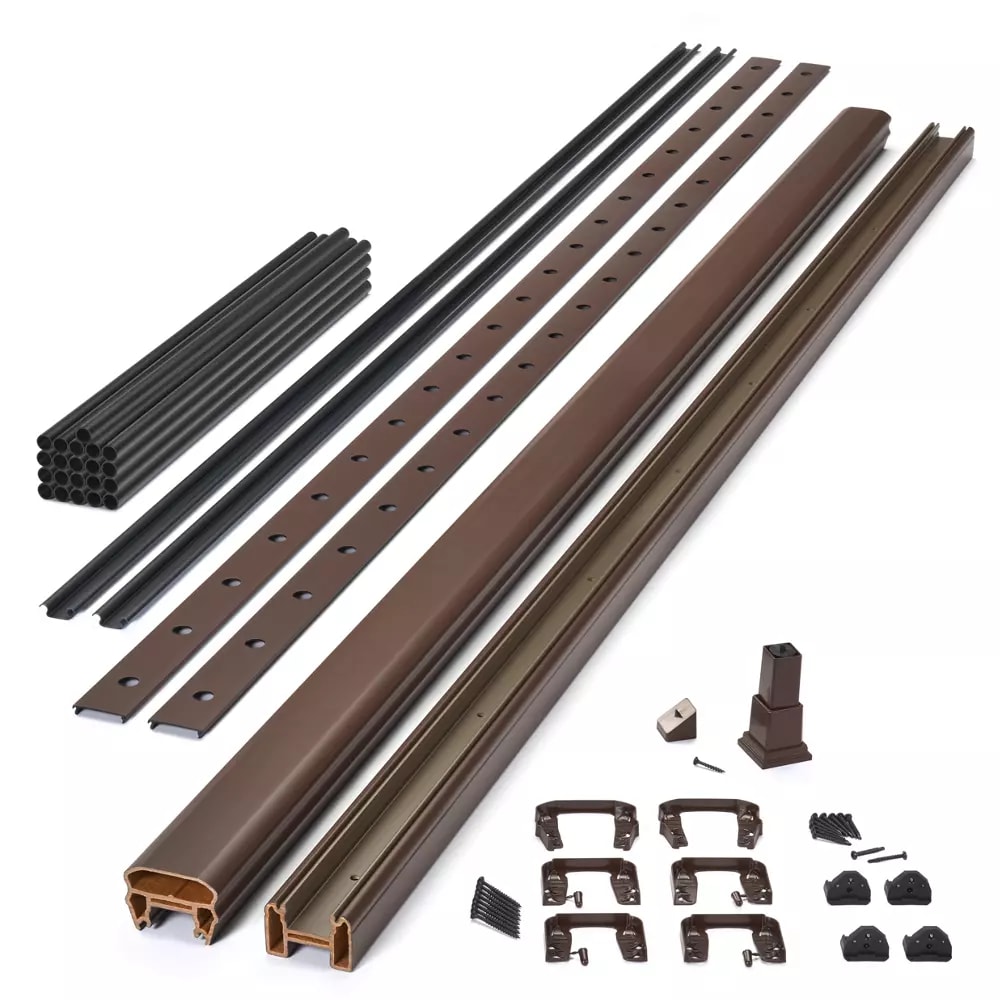 8-ft x 36-in Transcend Horizontal Rail Kit with Round Aluminum Balusters - Vintage Lantern Full Span