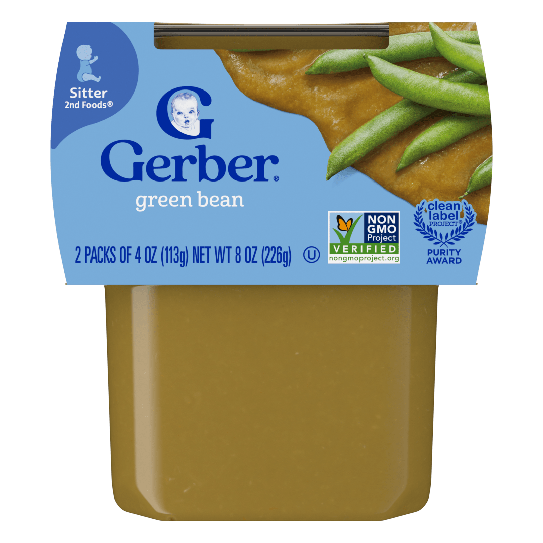 Gerber Stage 2 Baby Food, Green Beans Puree Tubs, Baby Puree, 2PK