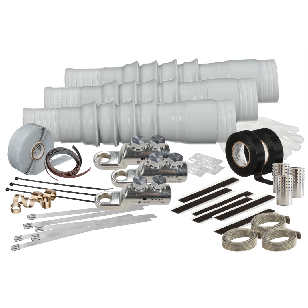 3M™ Kaltschrumpf-Endverschlüsse, QT-II-K4X-AF-1-LSB2A, für 1/C-Kabel mit Abschirmung aus Aluminiumfolie, 4 Schirme, 3/Satz, inkl. Ösen