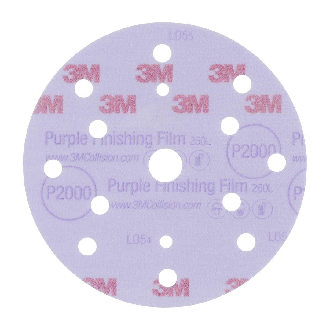 3M™ Hookit™ Finisaj Filmi Disk Zımpara 260L, 150 mm, 15 Delikli, P2000, 51304