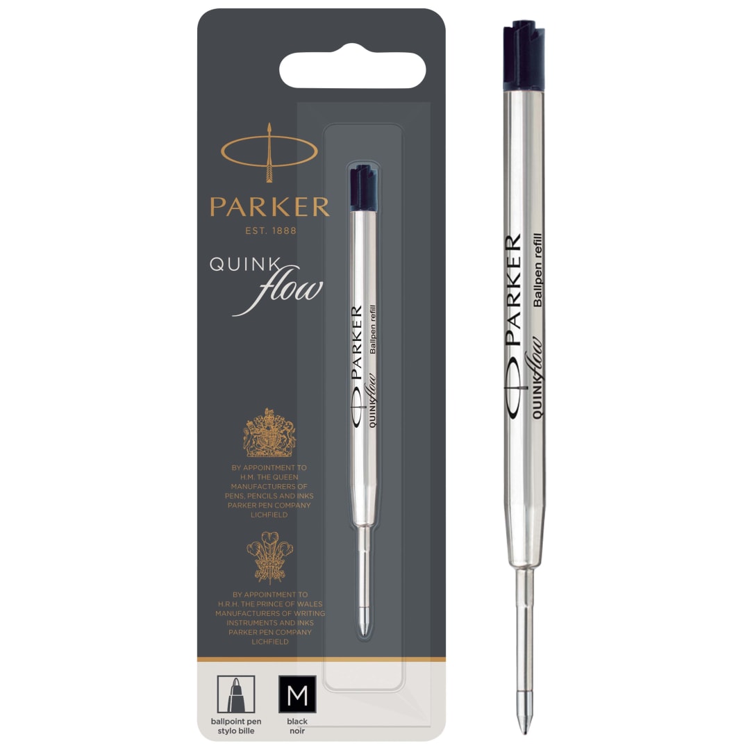 Parker Recambios de tinta para bolígrafos | punta mediana | tinta negra | paquete de 1