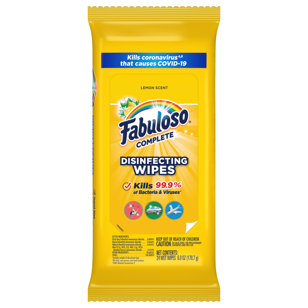 FABULOSO COMPLETE DISINFECTING WIPES - 24 COUNT - LEMON SCENT