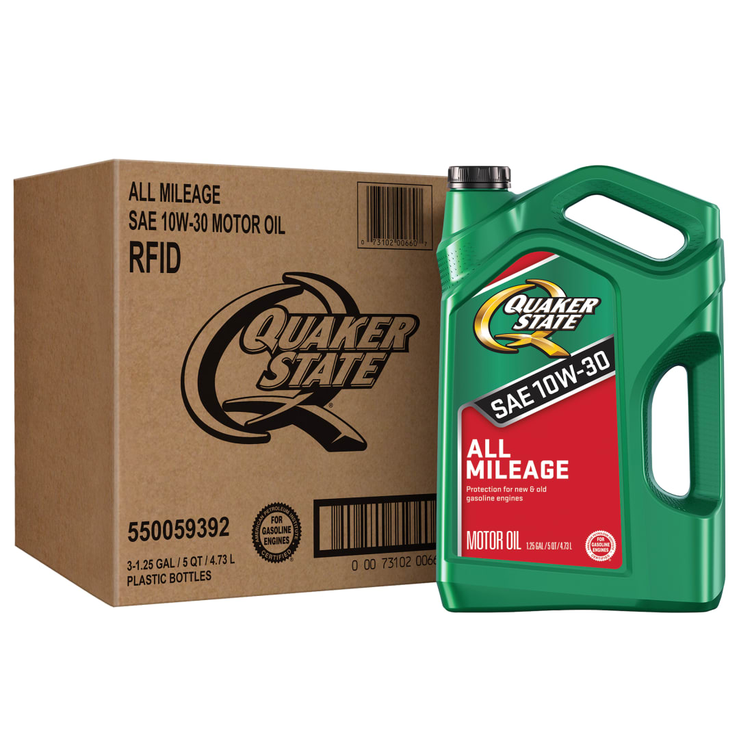 Quaker State All Mileage 10W-30 Motor Oil, 5 Quart (3 Pack)