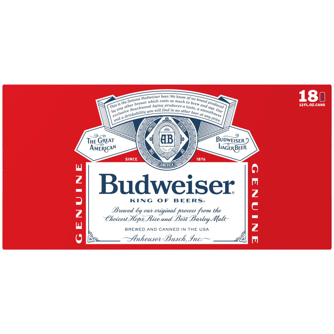 Budweiser American Lager Beer 18 Pack, 12 fl oz Cans