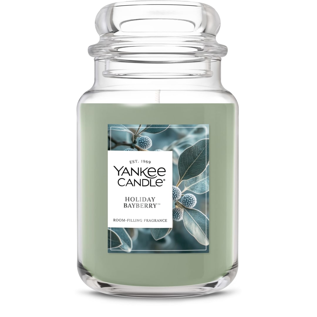 Yankee Candle Large Jar Scented Candle with up to 150 Hour Burn Time, Premium Plant Wax Blend for Consistent Burn, 22 oz Jar Candle with Room Filling Fragrance, Holiday Bayberry