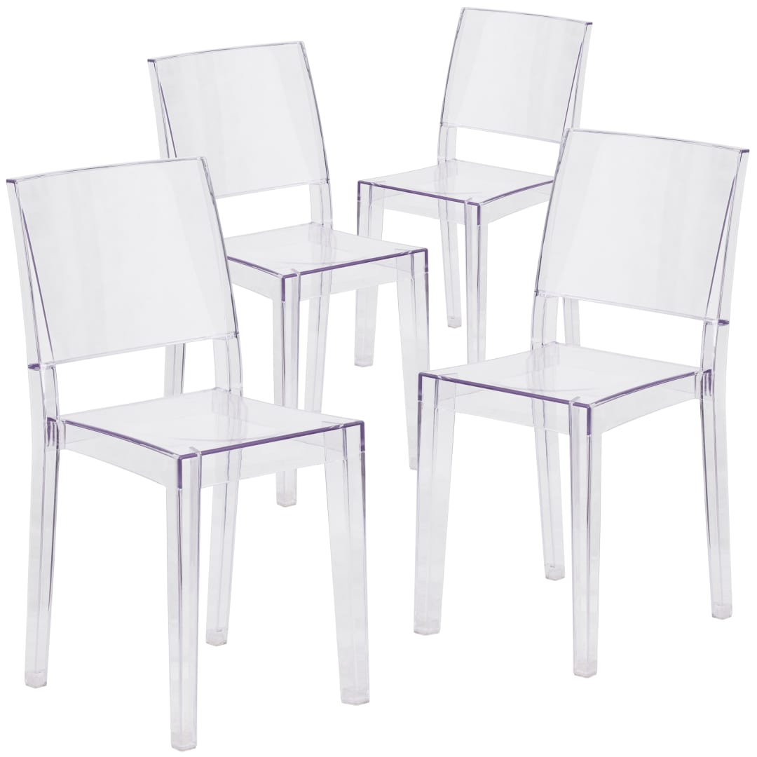 Ricky 4 Pack Phantom Series Transparent Stacking Side Chair