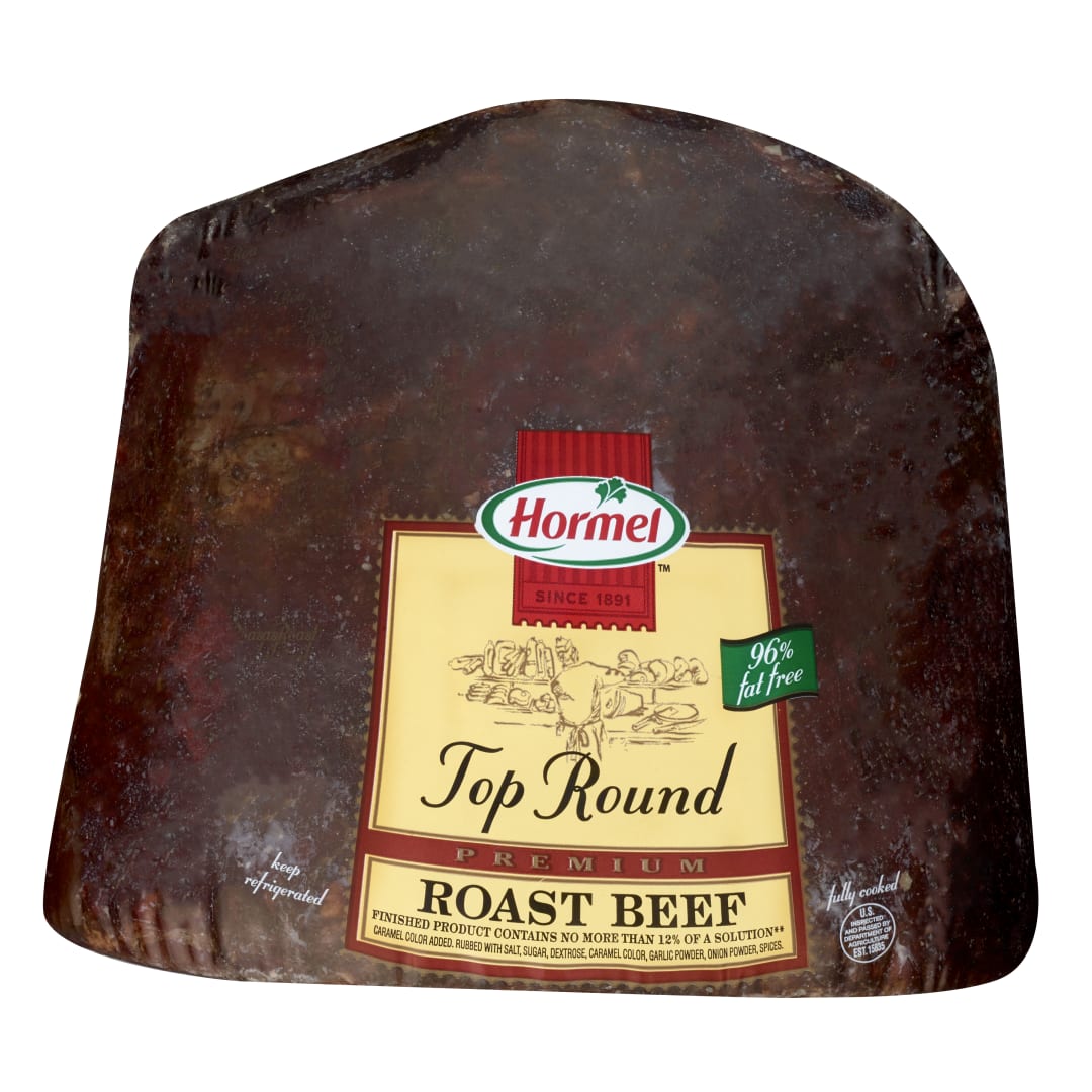 HORMEL Medium Rare Top Round Cap-Off 12% Deli Faced Roast Beef