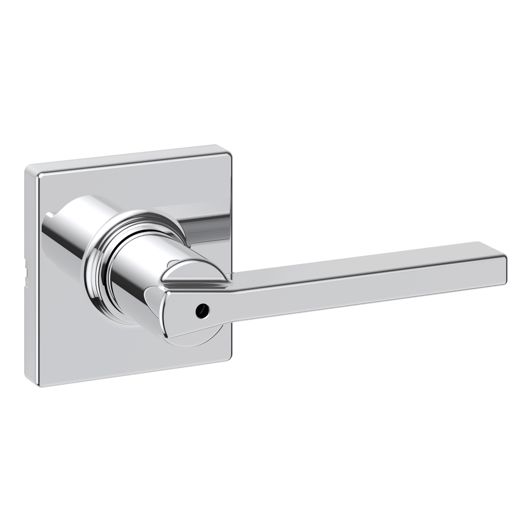 Casey Bed/Bath Door Lever in Polished Chrome with Square Rosette