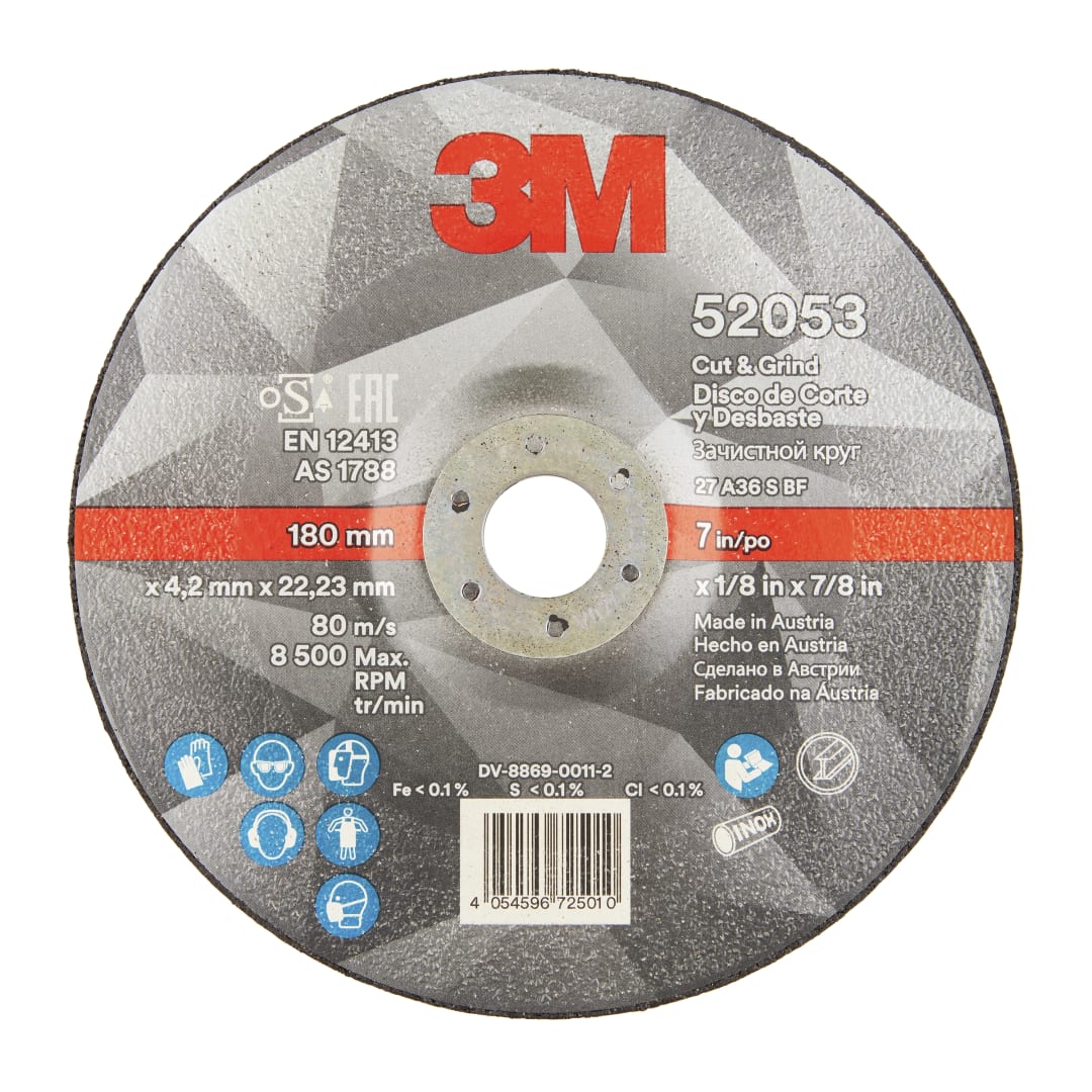 3M™ ADVANCED Cut and Grind Wheel 52053, 180x4.2x22.23MM