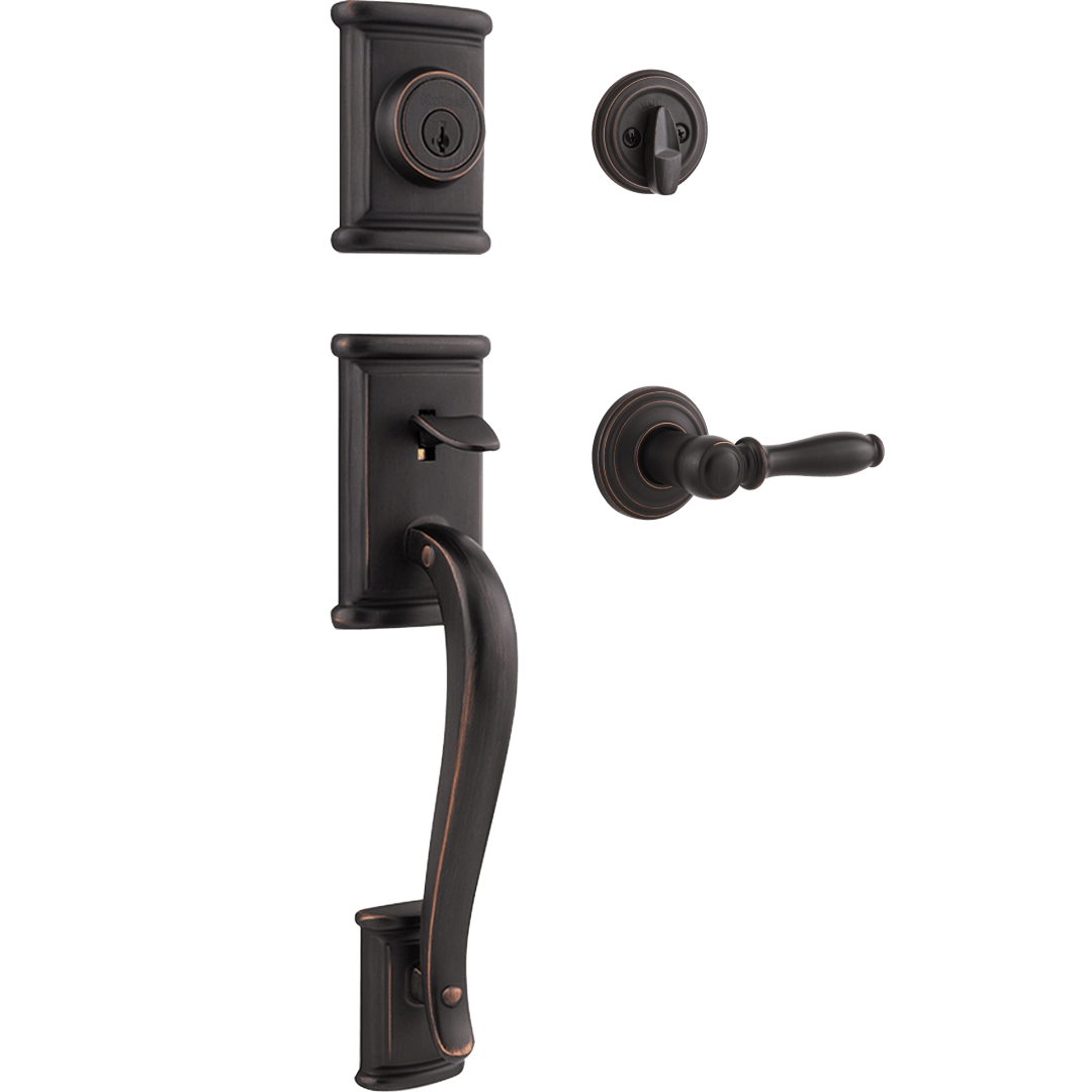 Ashfield Single Cylinder Handleset w/Ashfield Lever featuring SmartKey Security™ in Venetian Bronze
