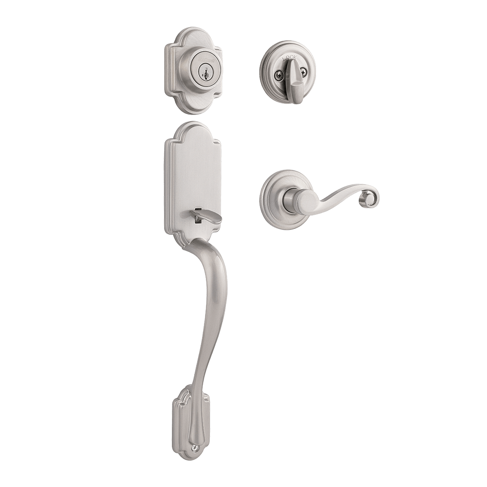 Arlington Single Cylinder Handleset w/Lido Lever featuring SmartKey Security™ in Satin Nickel