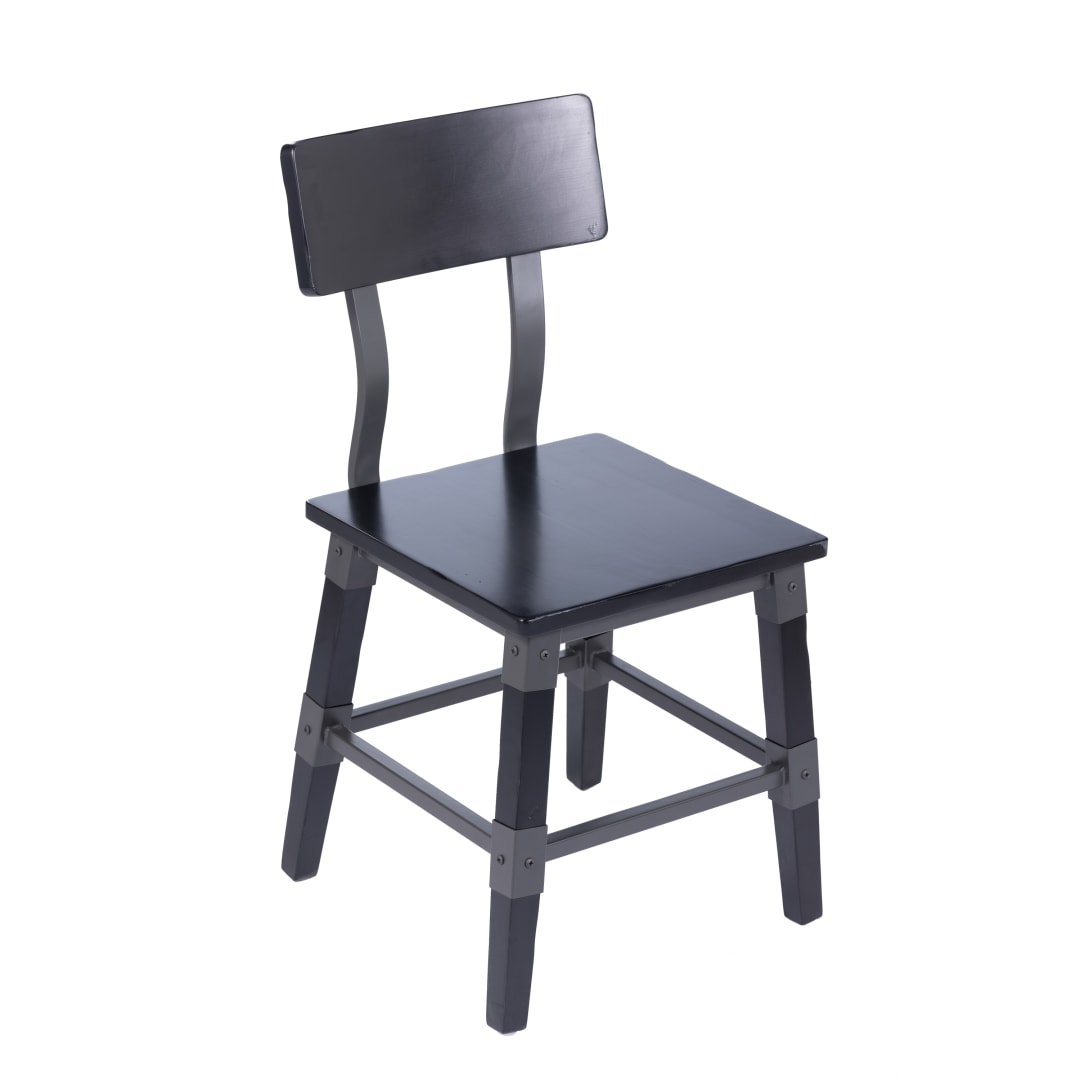 Jackson Commercial Grade Rustic Black Industrial Wood Dining Chair