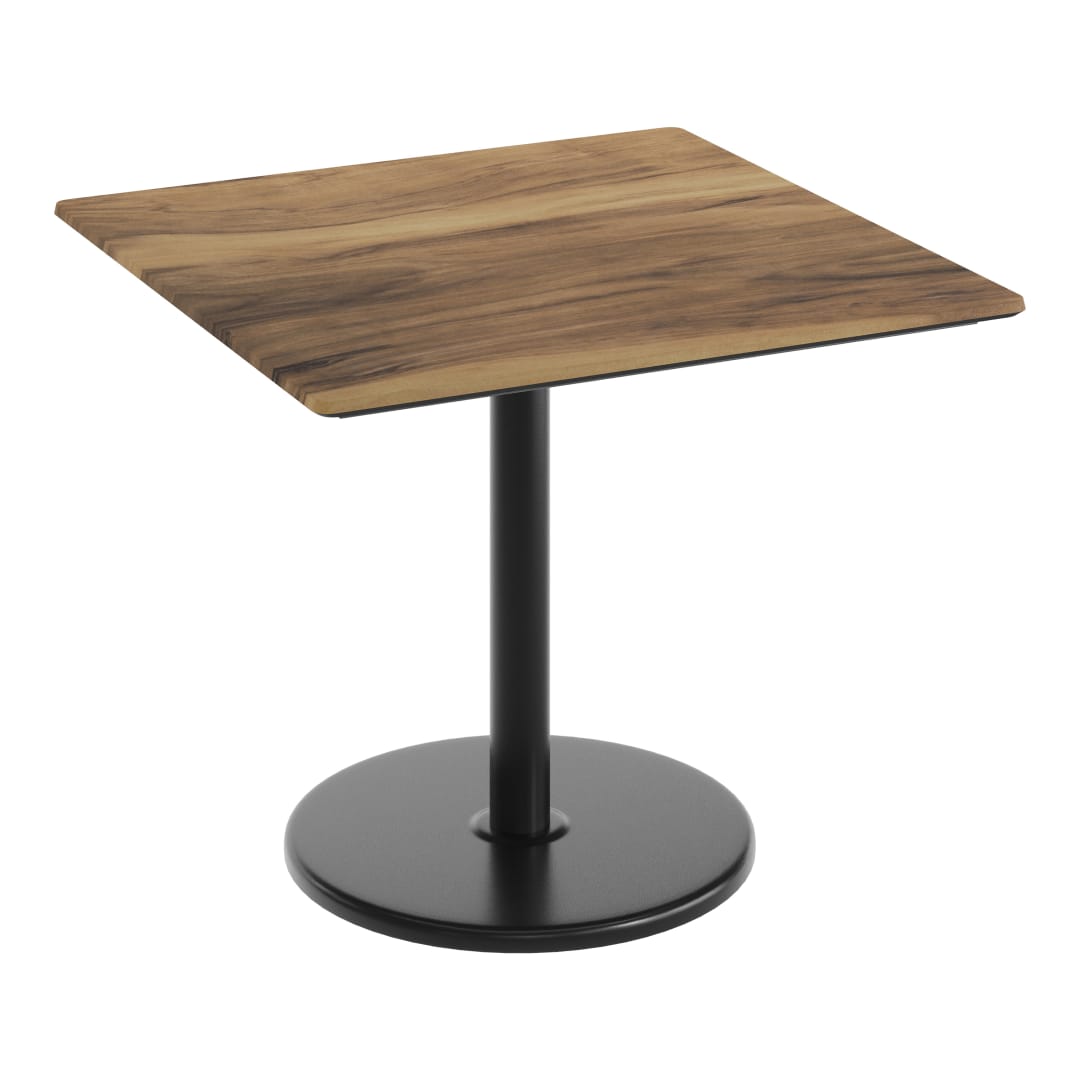 TopGuard 36" Square Tabletop with Seamless Surface Technology in Natural with 24" Black Round Table Height Base
